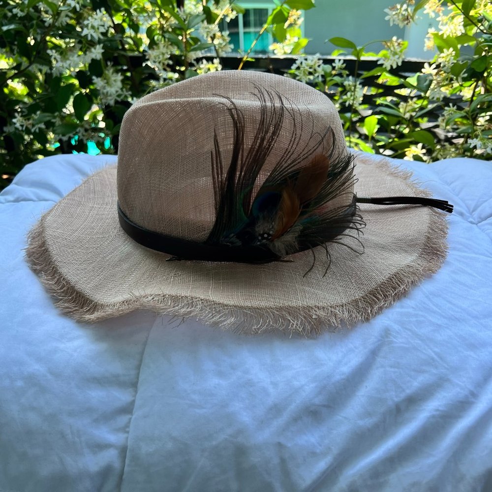 Goorin Bros Peacock Feather Burlap Hat